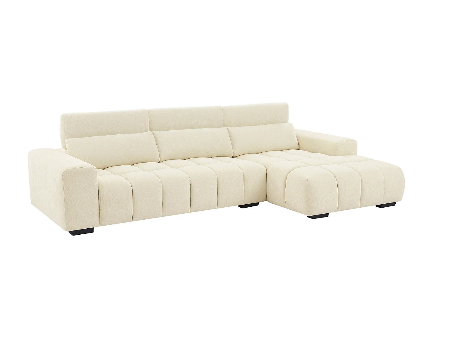 Högervänd vinkelformad soffa i beige texturerat tyg LOPONZA