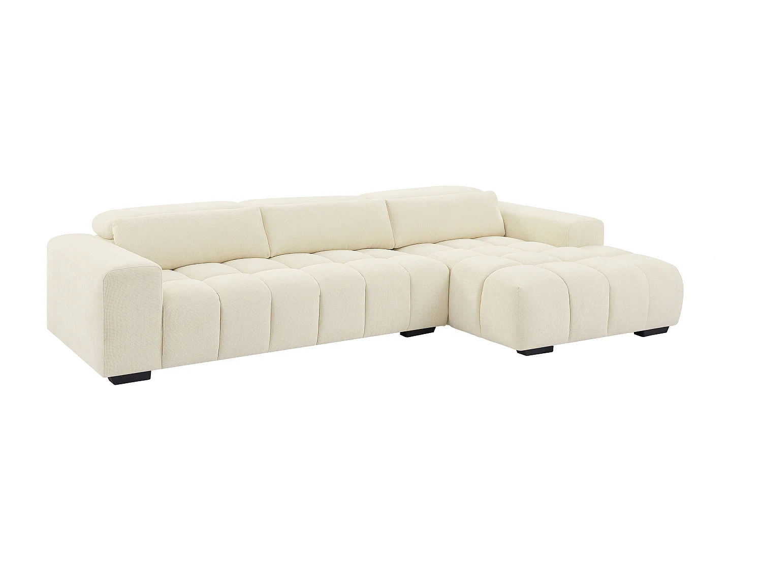 Högervänd vinkelformad soffa i beige texturerat tyg LOPONZA