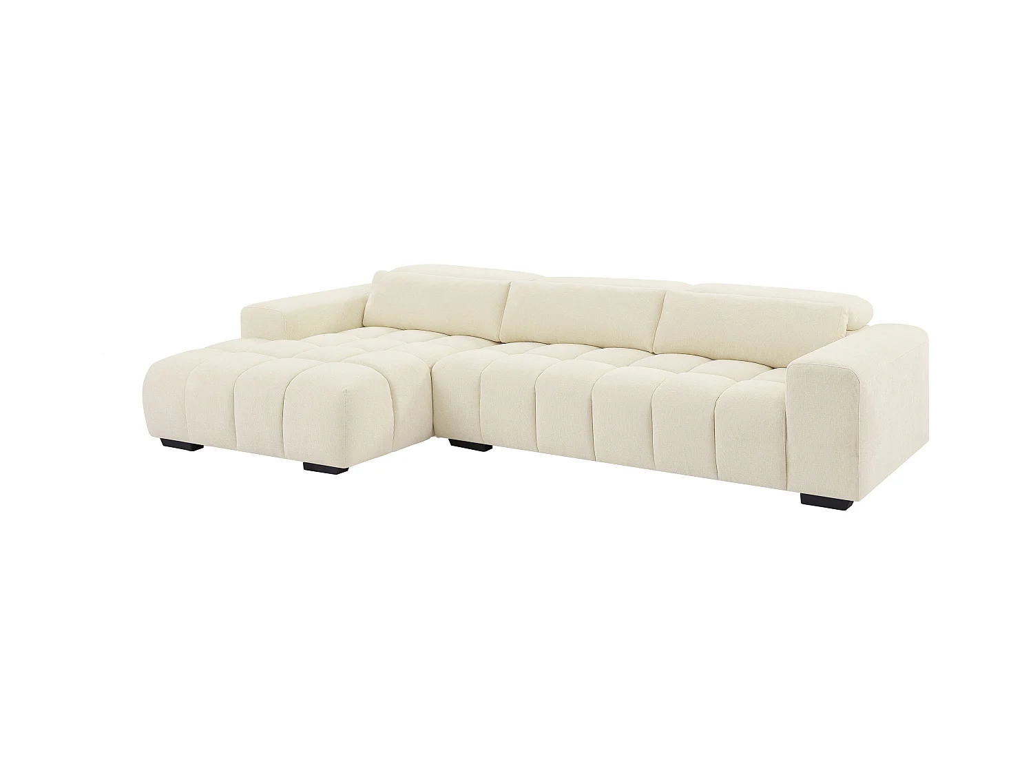 Ecksofa - Ecke links - Strukturstoff - Beige - LOPONZA