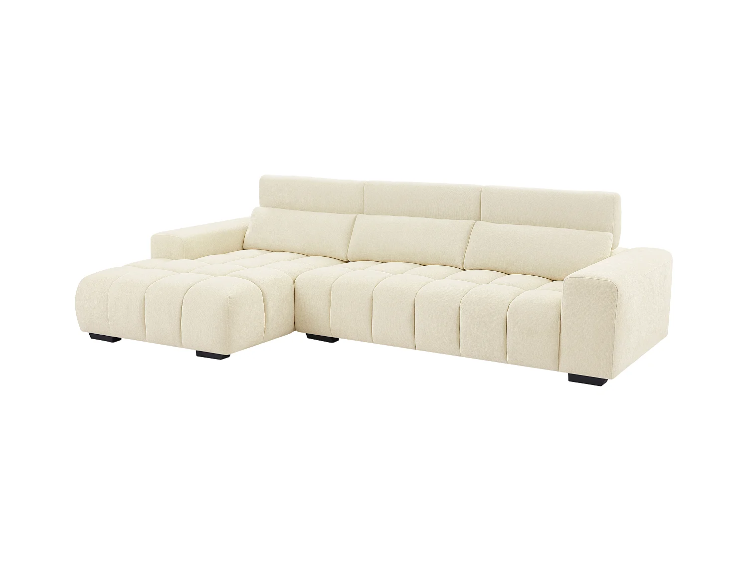 Sofá rinconera izquierda de tela texturizada beige LOPONZA