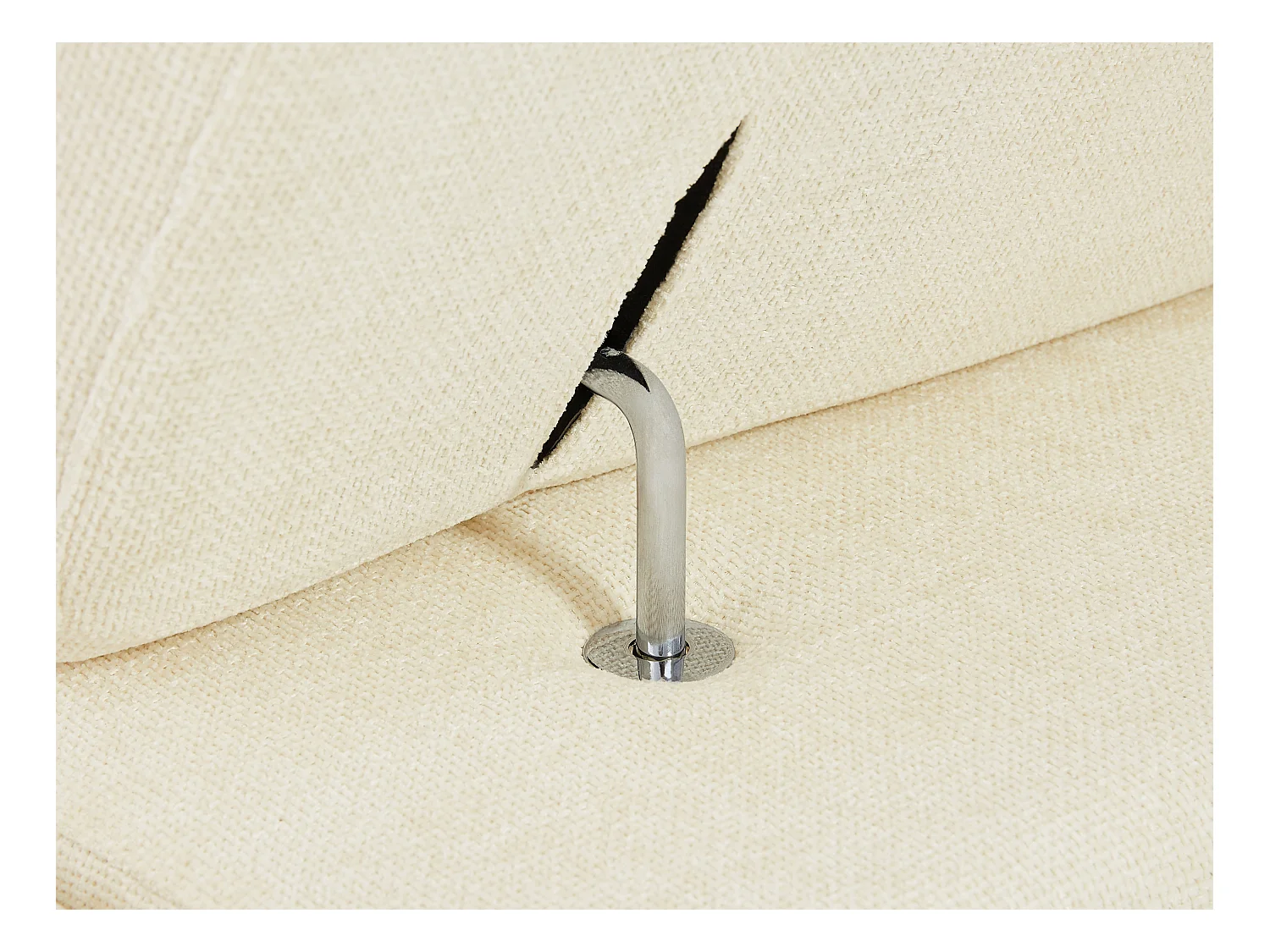 Sofá rinconera izquierda de tela texturizada beige LOPONZA