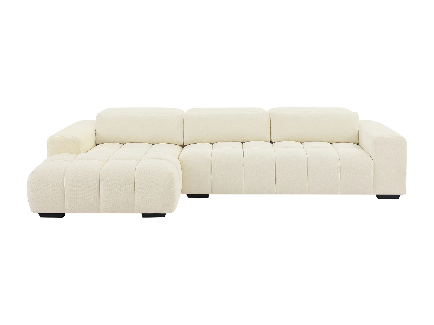 Vänstervänd hörnsoffa i beige texturerat tyg LOPONZA