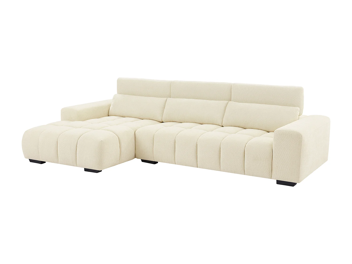 Vänstervänd hörnsoffa i beige texturerat tyg LOPONZA