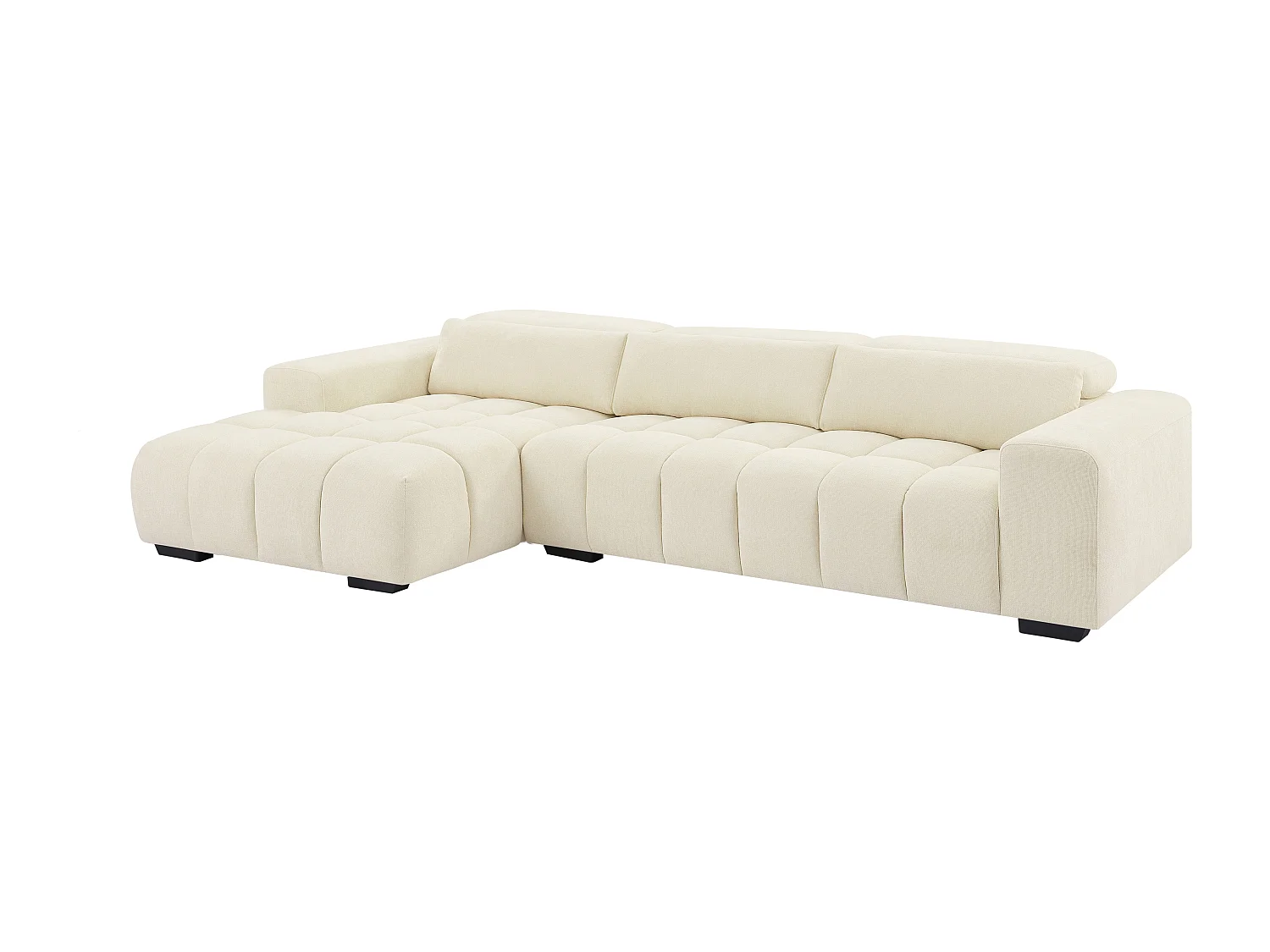 Vänstervänd hörnsoffa i beige texturerat tyg LOPONZA