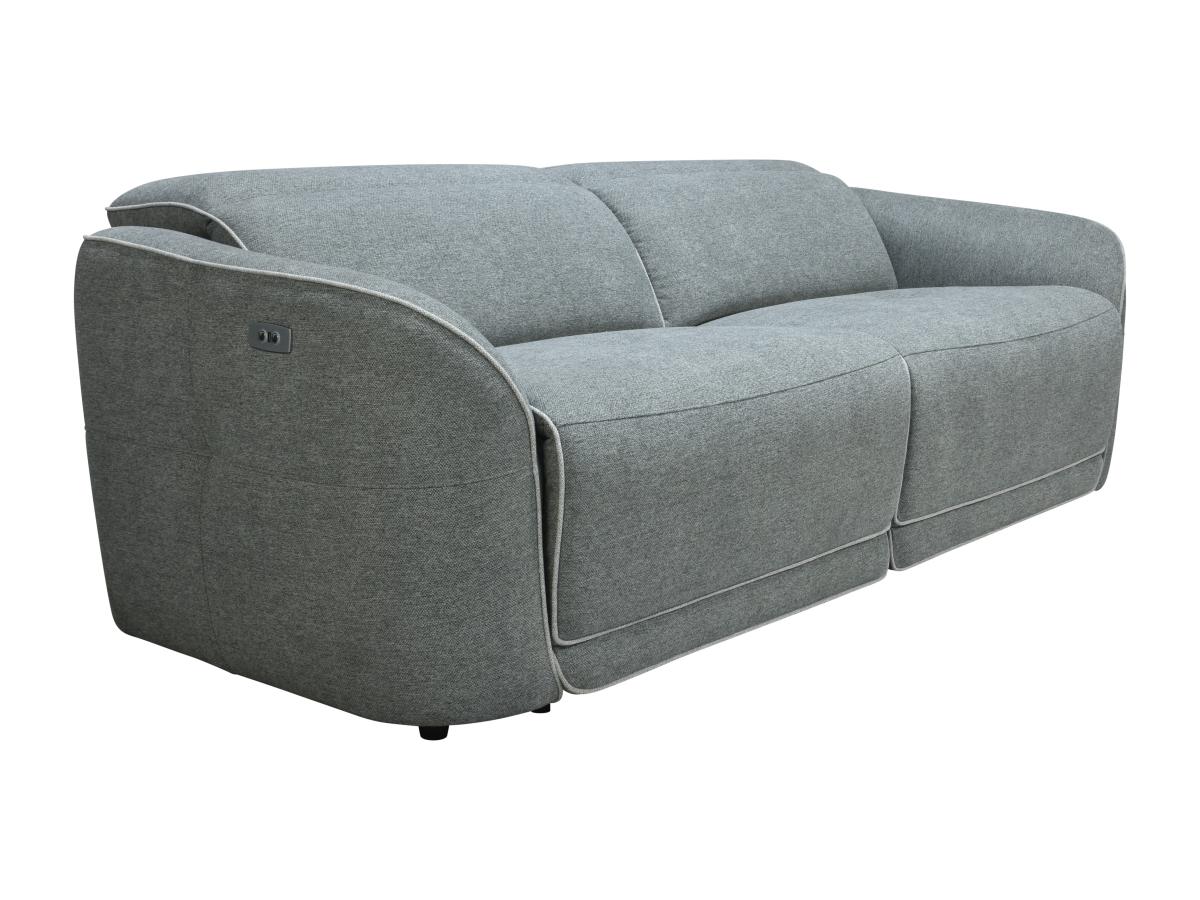 Relaxsofa elektrisch 3-Sitzer - melierter Stoff - Grau - OZARTO günstig online kaufen