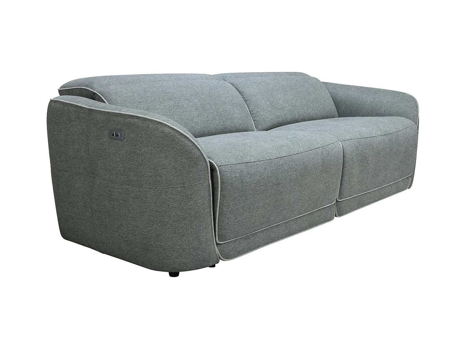 Elektrische driezits-relaxbank van grijze geweven stof OZARTO