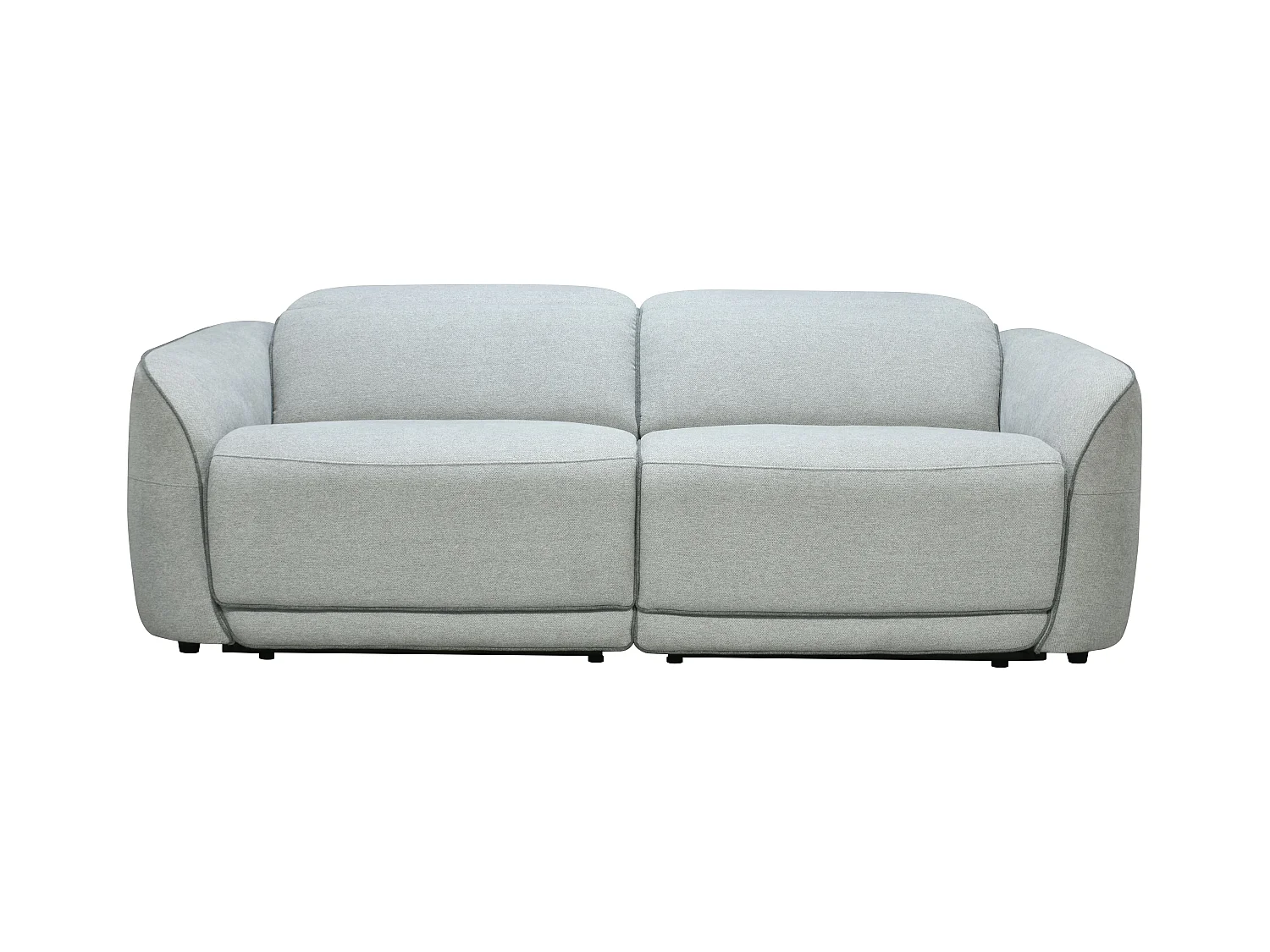 Elektrische driezits-relaxbank van lichtgrijs gestreepte stof OZARTO