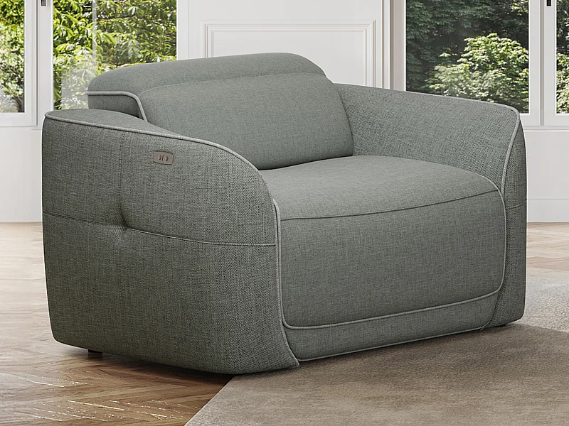 Fauteuil relax électrique en tissu chiné gris OZARTO