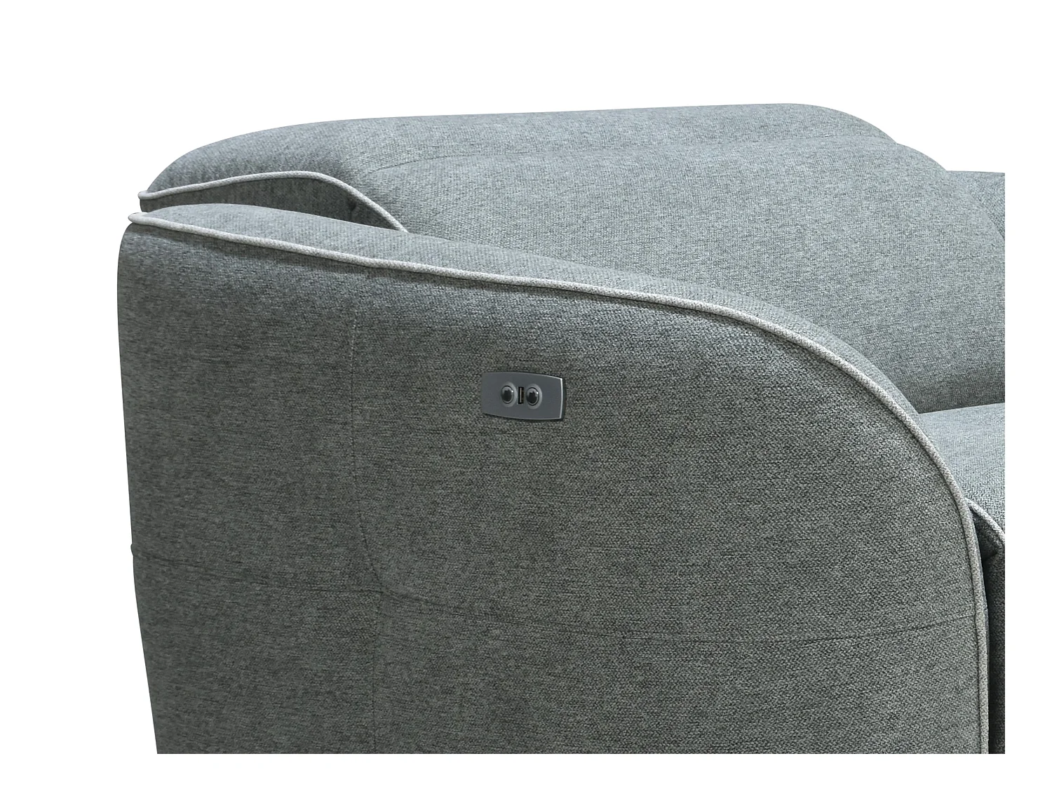Elektrische relaxfauteuil van grijze gechineerde stof OZARTO