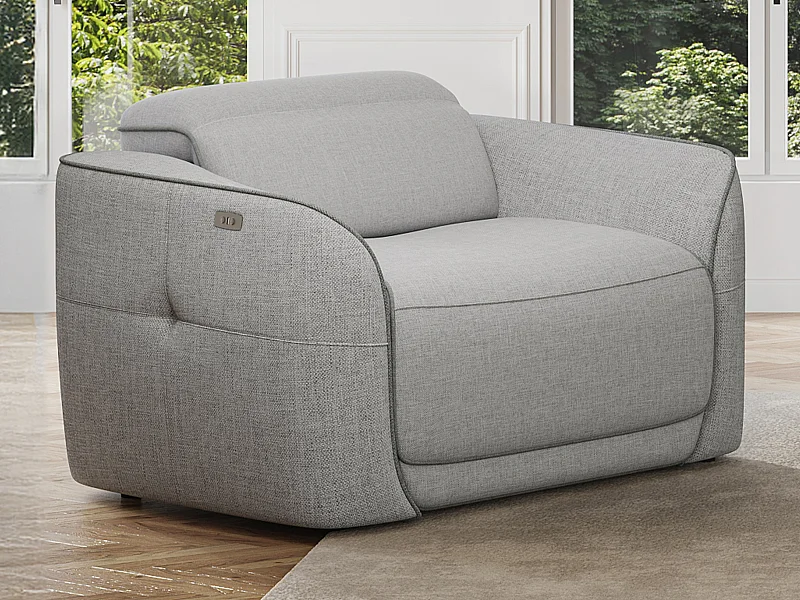 Fauteuil relax électrique en tissu chiné gris clair OZARTO