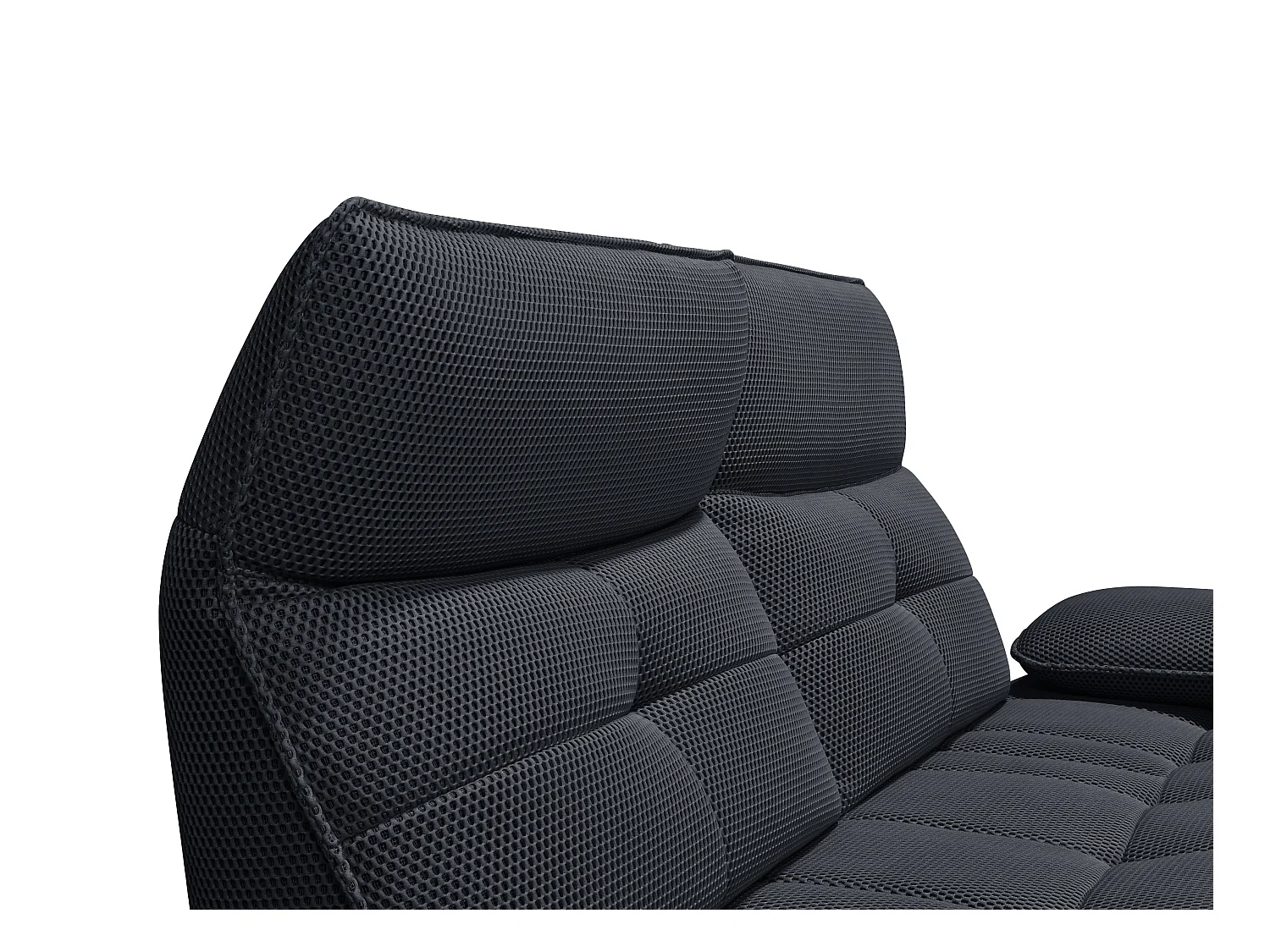 Sofá de 3 lugares em tecido 3D cinza antracite com encosto função avanço-recuo - MERCOTA