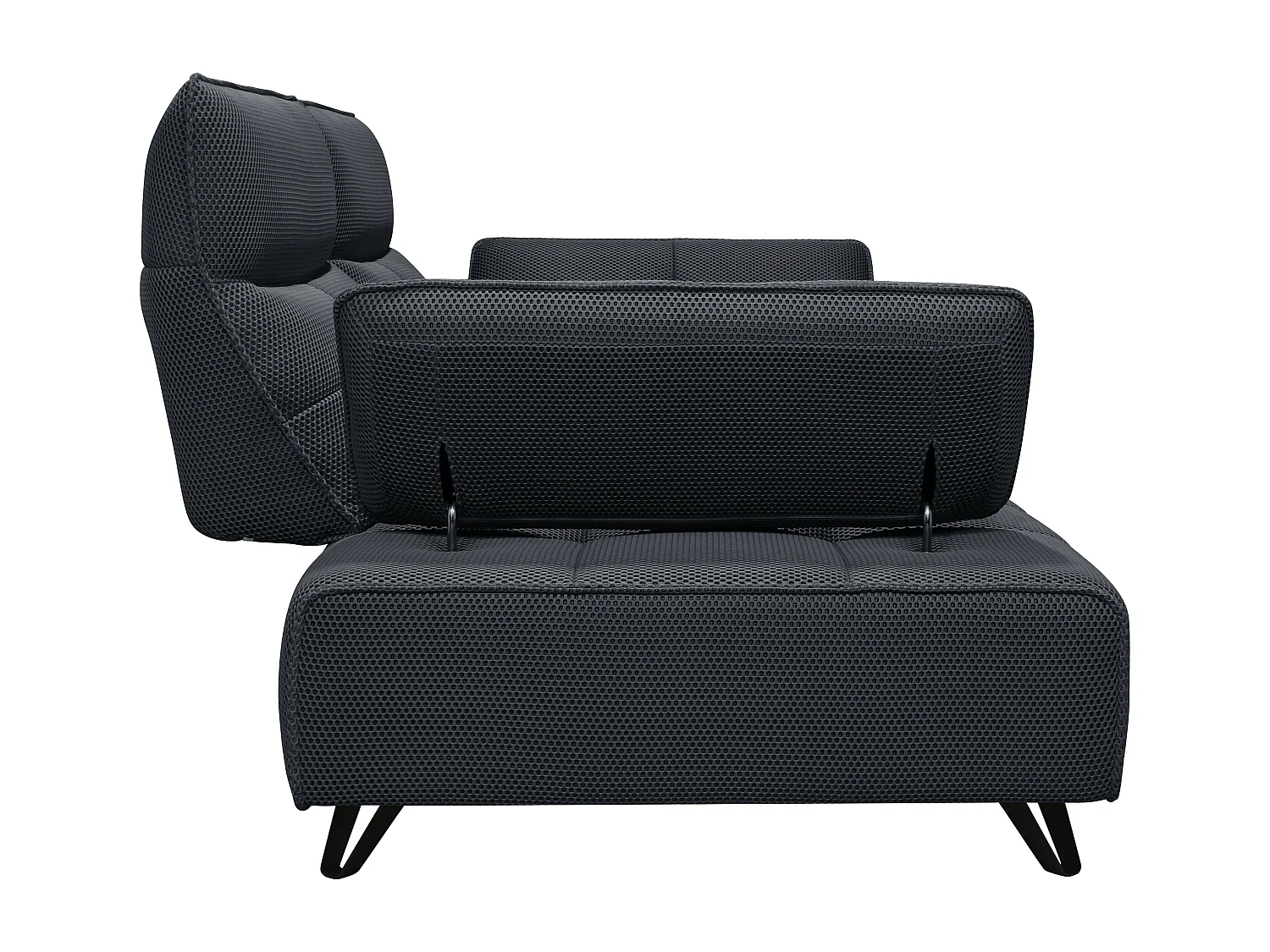 Canapé 3 places en tissu 3D gris anthracite avec dossier avance-recule MERCOTA