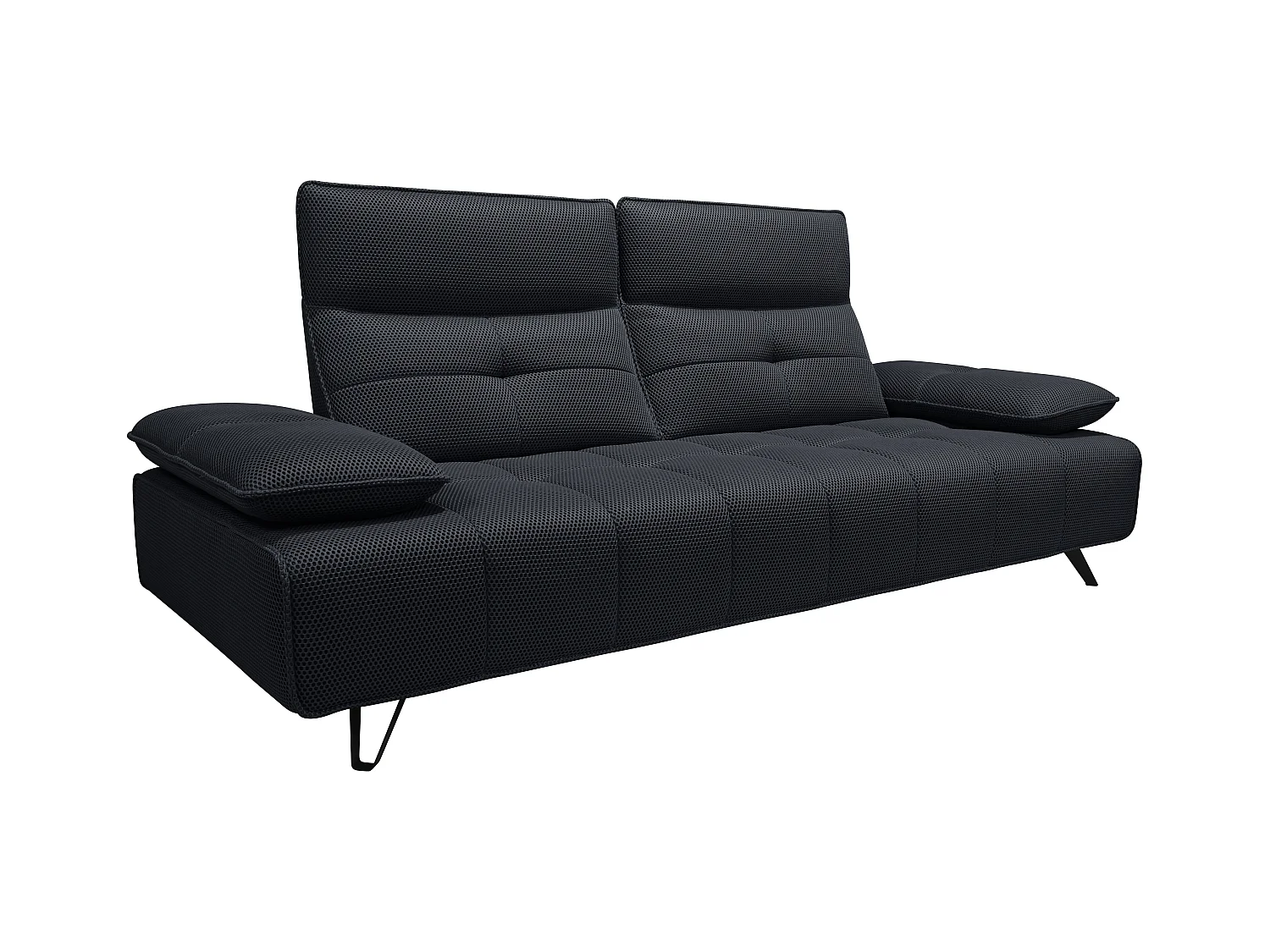 Sofá de 3 lugares em tecido 3D cinza antracite com encosto função avanço-recuo - MERCOTA