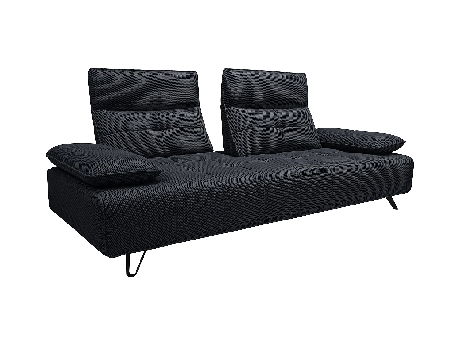 Sofá de 3 lugares em tecido 3D cinza antracite com encosto função avanço-recuo - MERCOTA