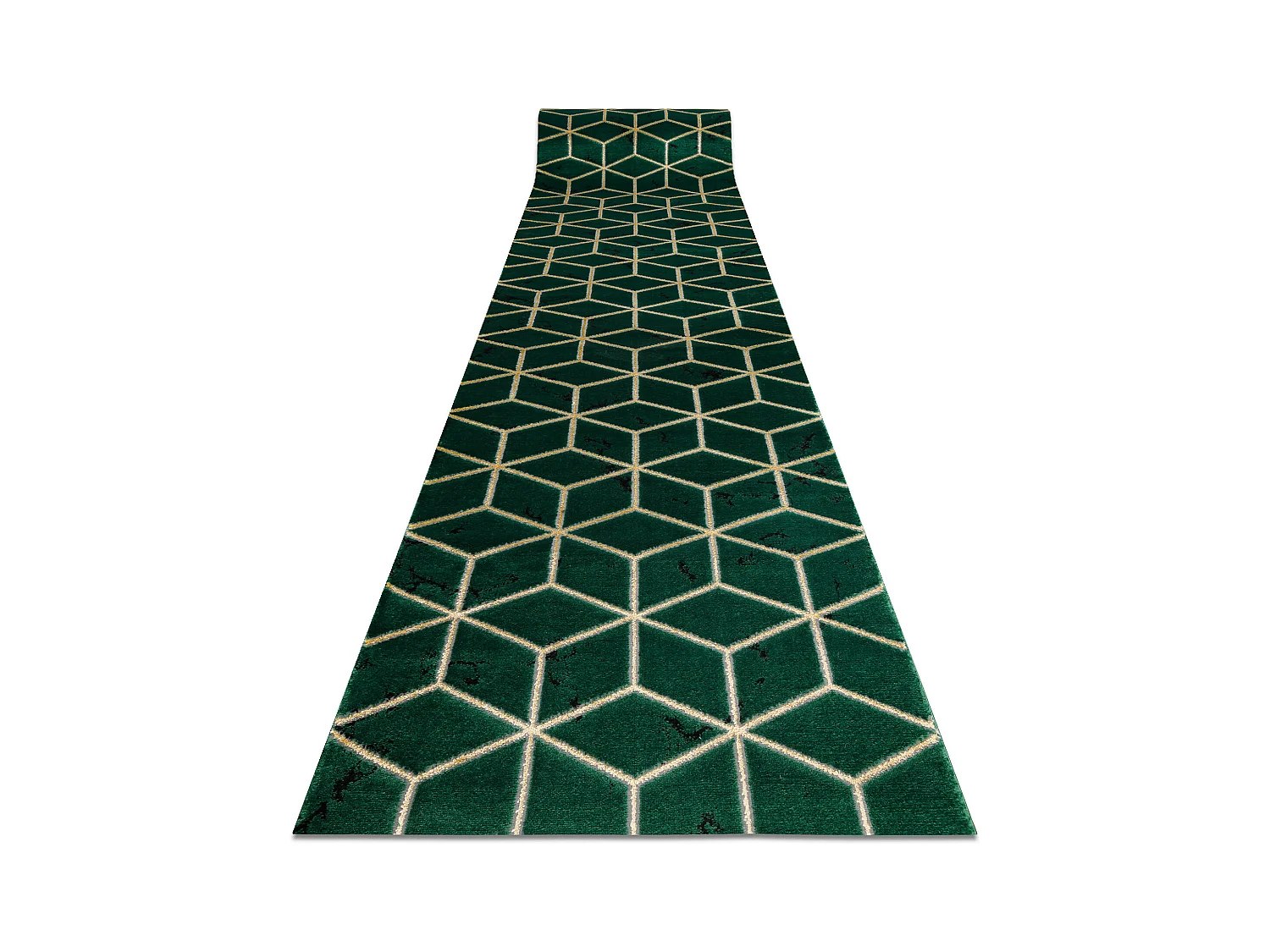 Exklusiv EMERALD Läufer 1014 glamour, stilvoll Würfel Flaschengrün  80x180 cm