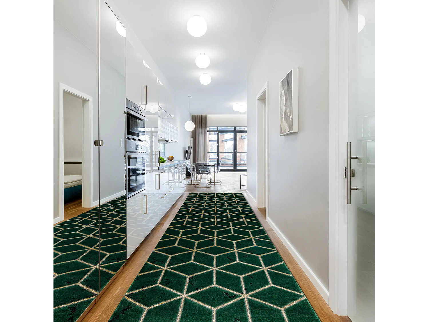 Tapis de couloir EMERALD exclusif 1014 glamour, élégant cube bouteil 80x570 cm