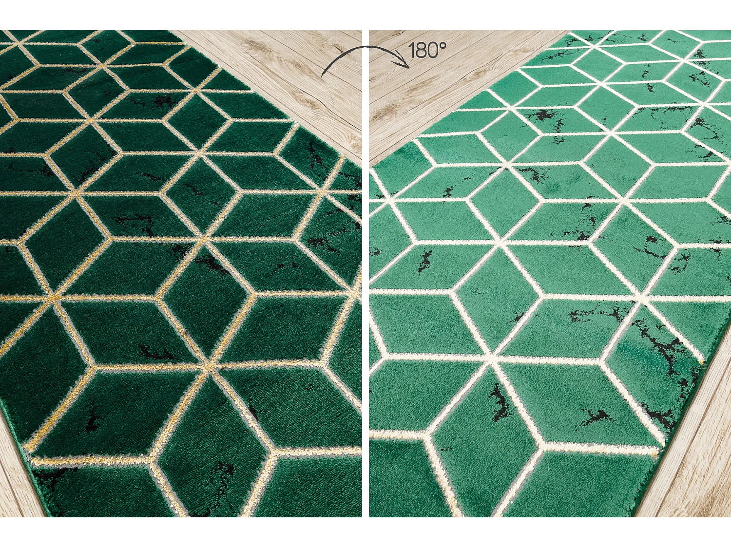 Passadeira EMERALD exclusivo 1014 glamour, à moda cubo garrafa verde  80x150 cm