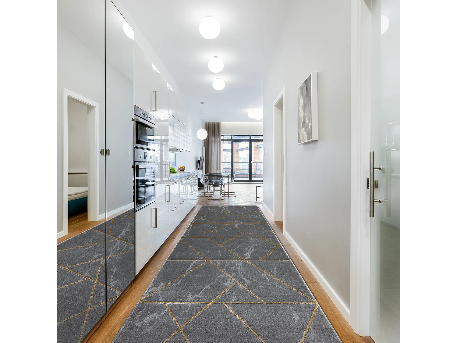 Passadeira EMERALD exclusivo 1012 glamour, à moda mármore, geométri 80x100 cm