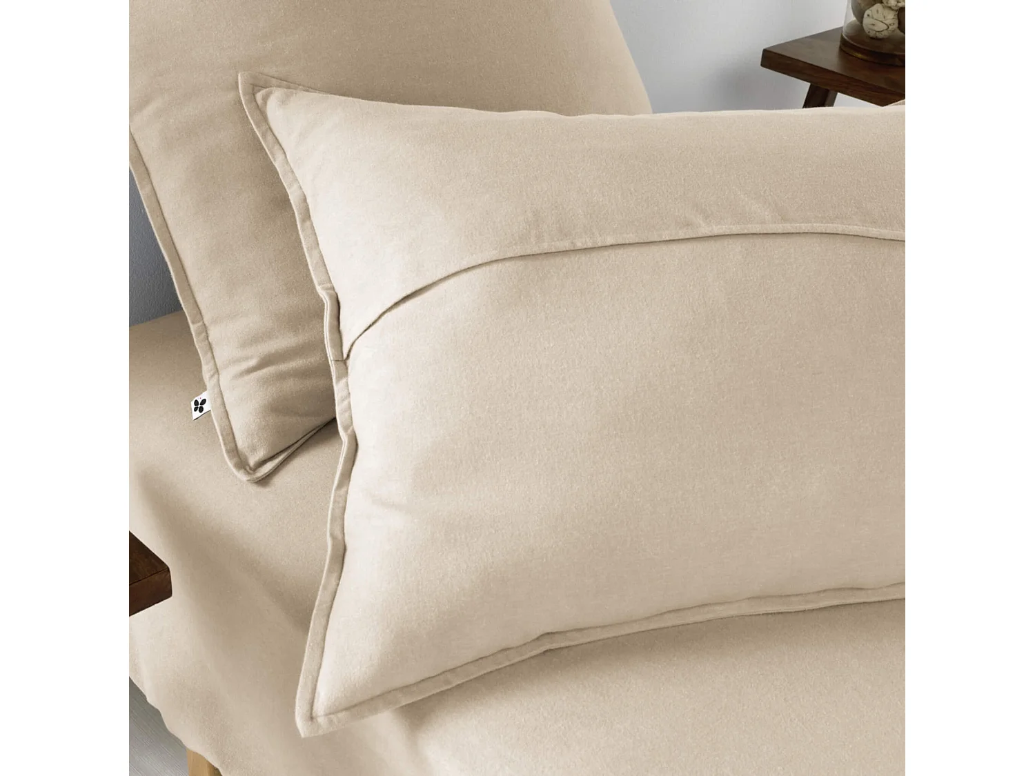 Lot de 2 taies d'oreiller flanelle beige 50x70 cm