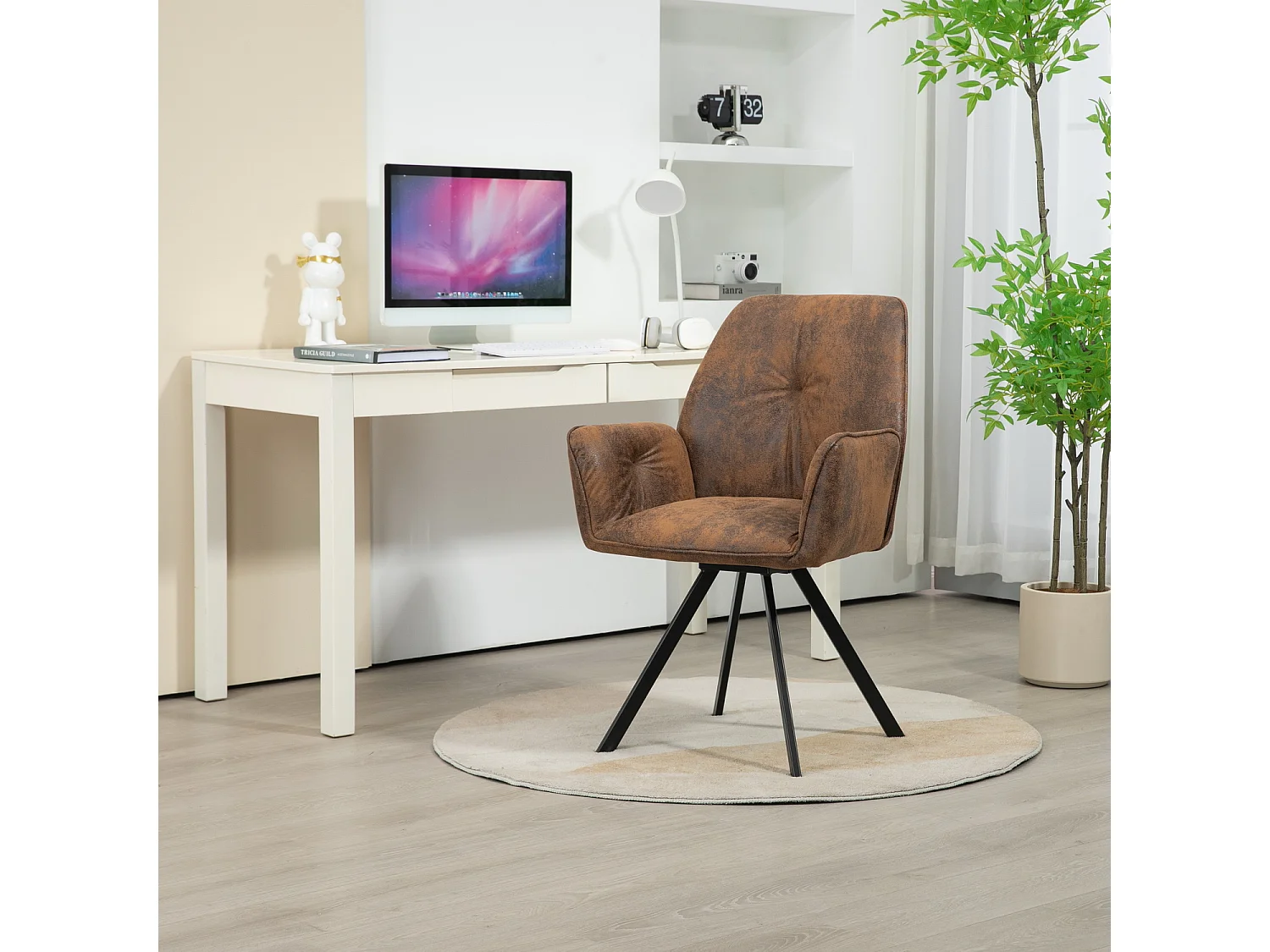 Lot de 2 chaises de salle à manger fauteuil de table en velours style industriel,CALF