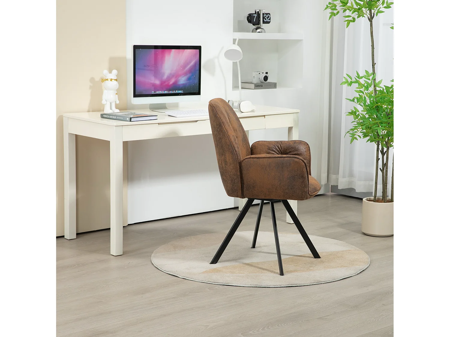 Lot de 2 chaises de salle à manger fauteuil de table en velours style industriel,CALF