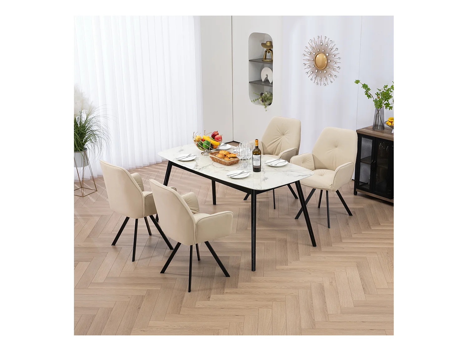 Lot de 2 chaises de salle à manger fauteuil de table en velours style industriel,CALF
