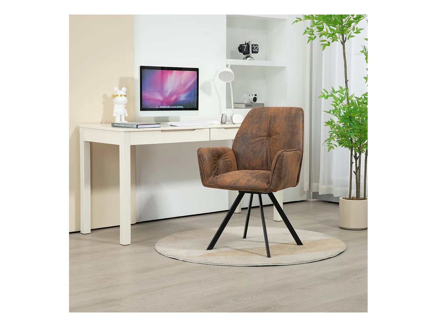 Lot de 2 chaises de salle à manger fauteuil de table en velours style industriel,CALF