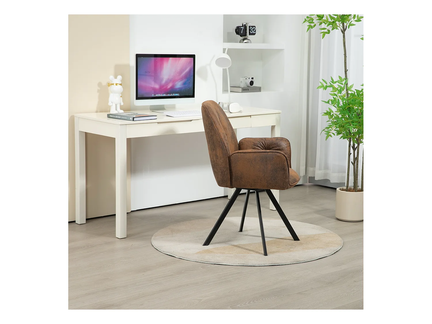 Lot de 2 chaises de salle à manger fauteuil de table en velours style industriel,CALF