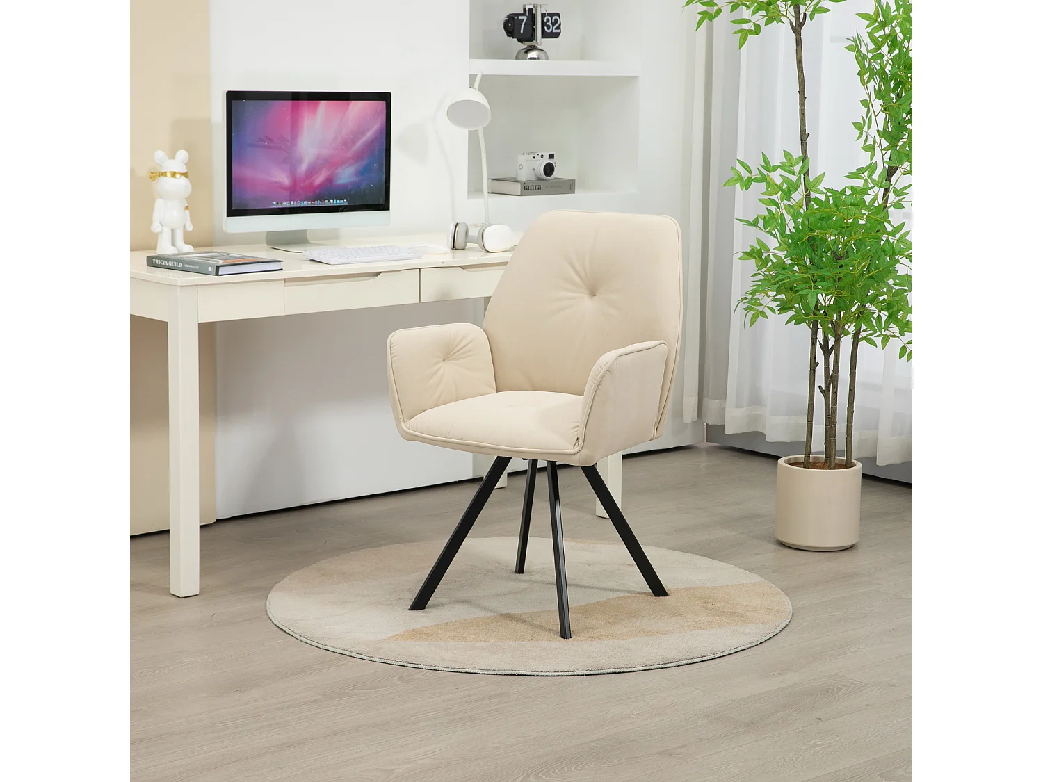 Lot de 2 chaises de salle à manger fauteuil de table en velours style industriel,CALF