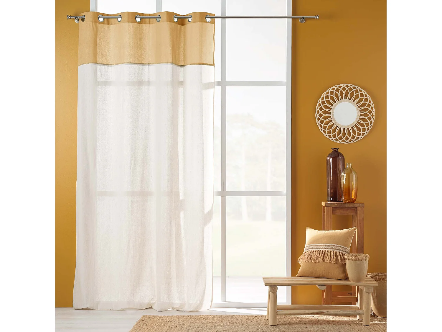 Coussin a franges 45 x 45 cm Jamara ocre