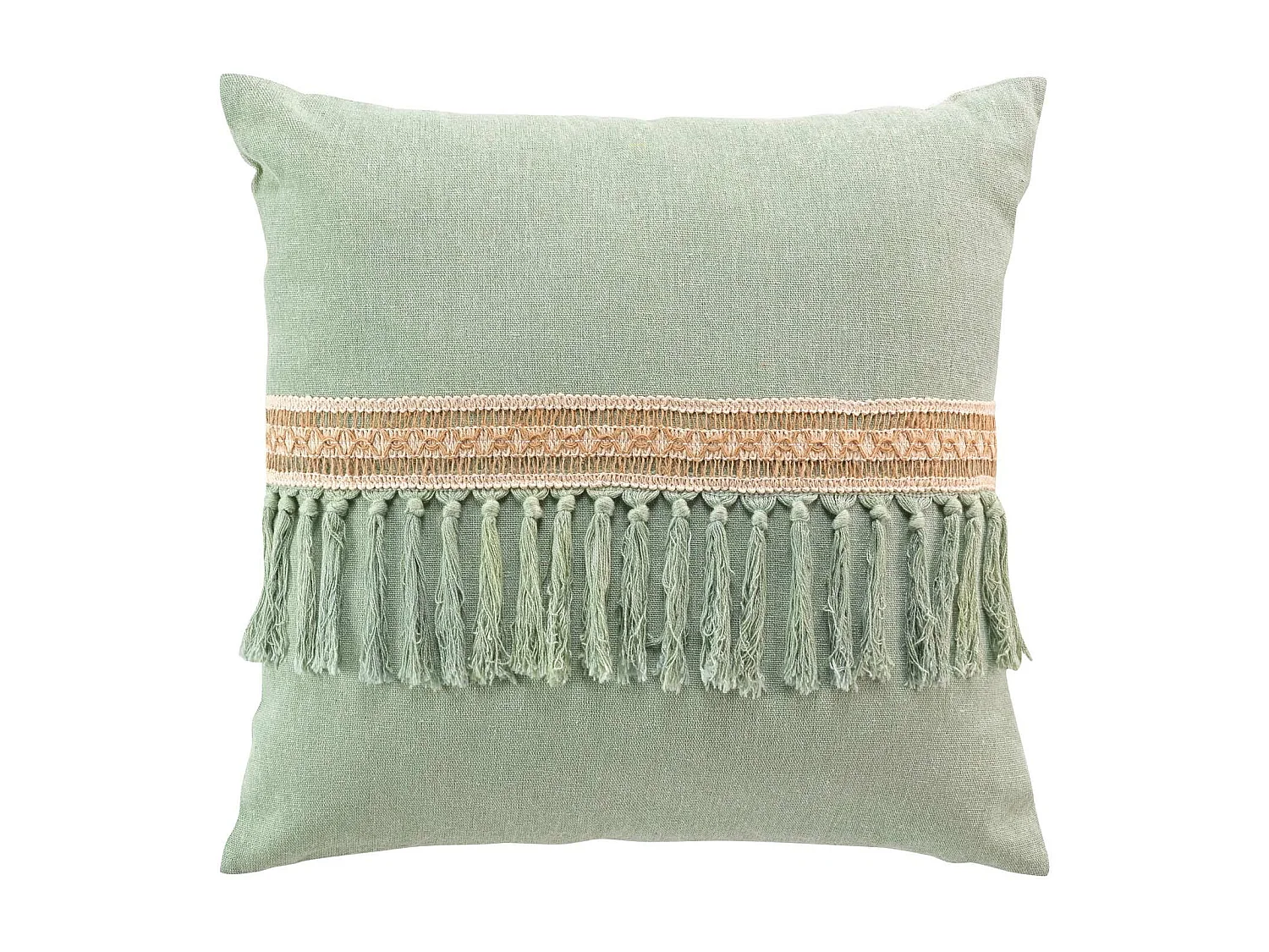 Coussin a franges 45 x 45 cm Jamara sauge