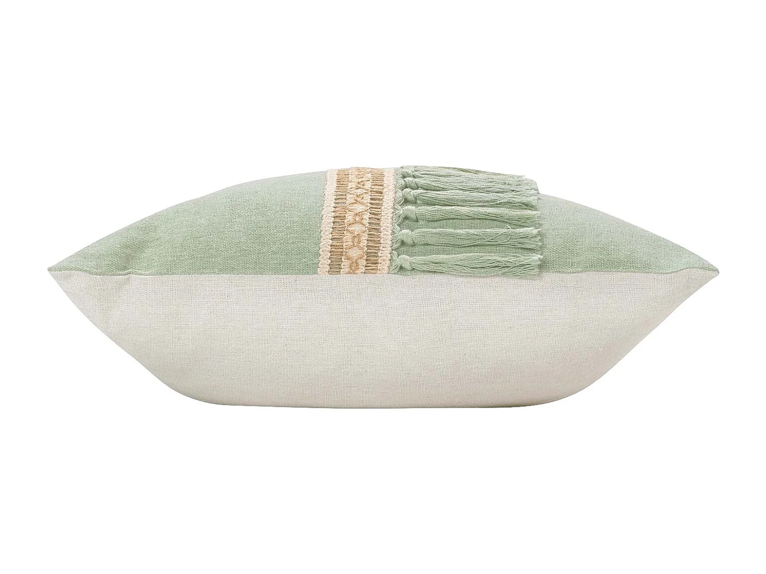 Coussin a franges 45 x 45 cm Jamara sauge