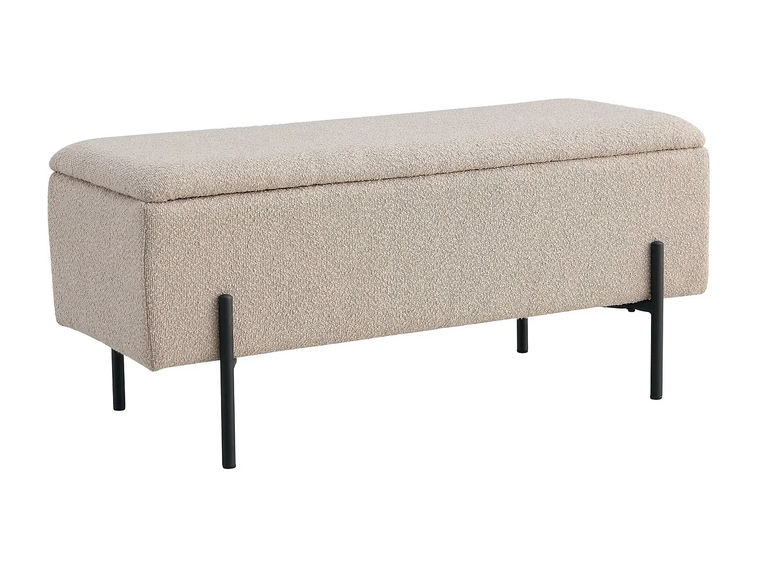 Banc avec coffre de rangement WATFORD 95cm - Tissu ou velours-Beige