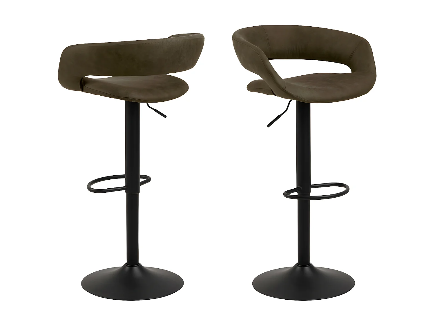 Cabezon - Lot de 2 tabourets de bar en tissu et métal H59-80cm - Vert