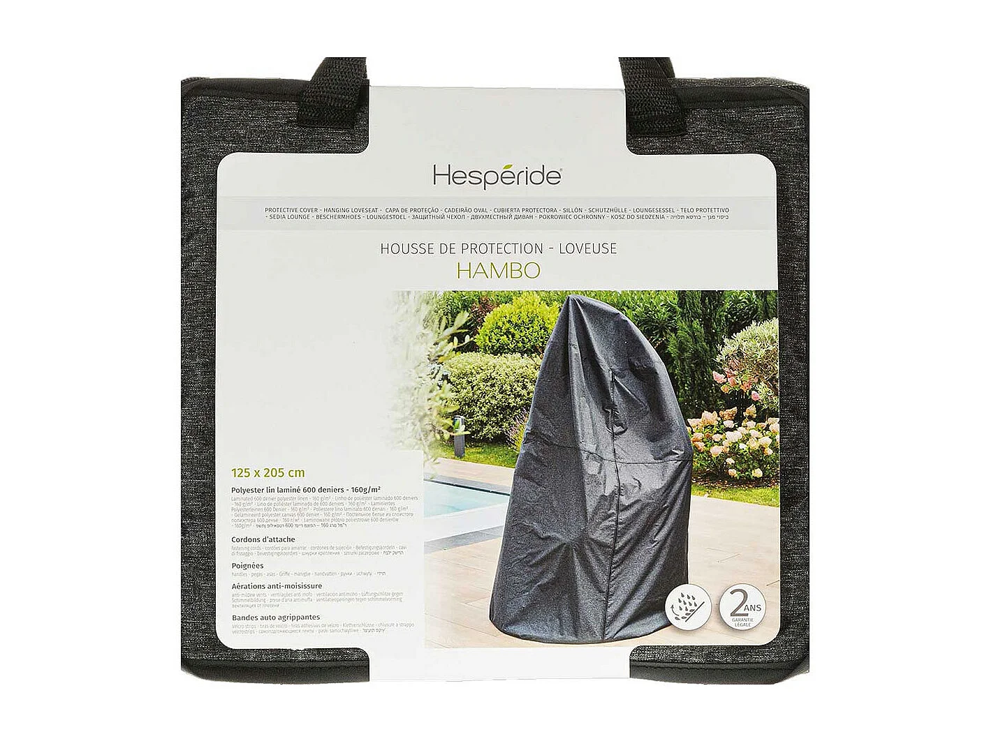 Housse pour loveuse/fauteuil suspendu Hambo gris - Ø 125 x 205 cm - Hespéride