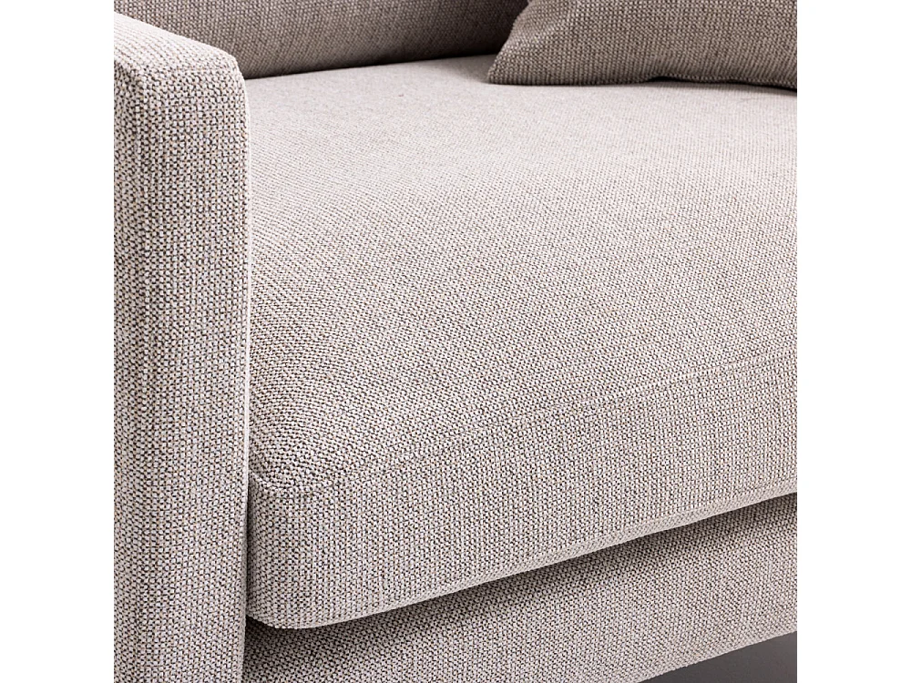 Villabon - Fauteuil XL en tissu pieds épingles noirs - Naturel chiné