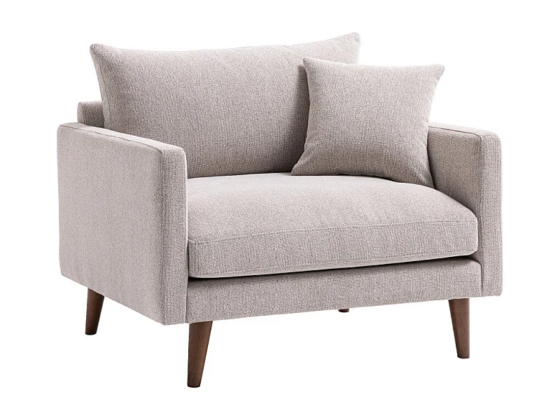 Villabon - Fauteuil XL en tissu pieds bois foncé - Naturel chiné