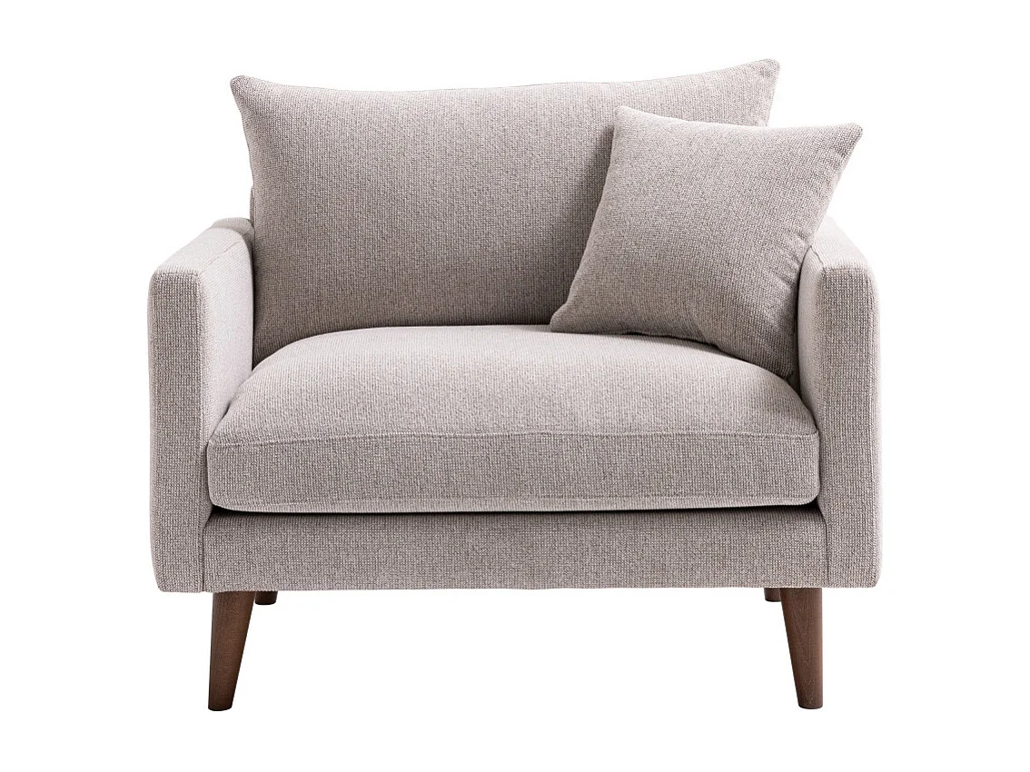 Villabon - Fauteuil XL en tissu pieds bois foncé - Naturel chiné