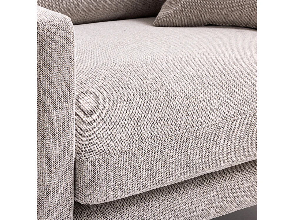 Villabon - Fauteuil XL en tissu pieds bois foncé - Naturel chiné