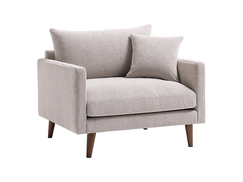 Villabon - Fauteuil XL en tissu pieds bois foncé - Naturel chiné
