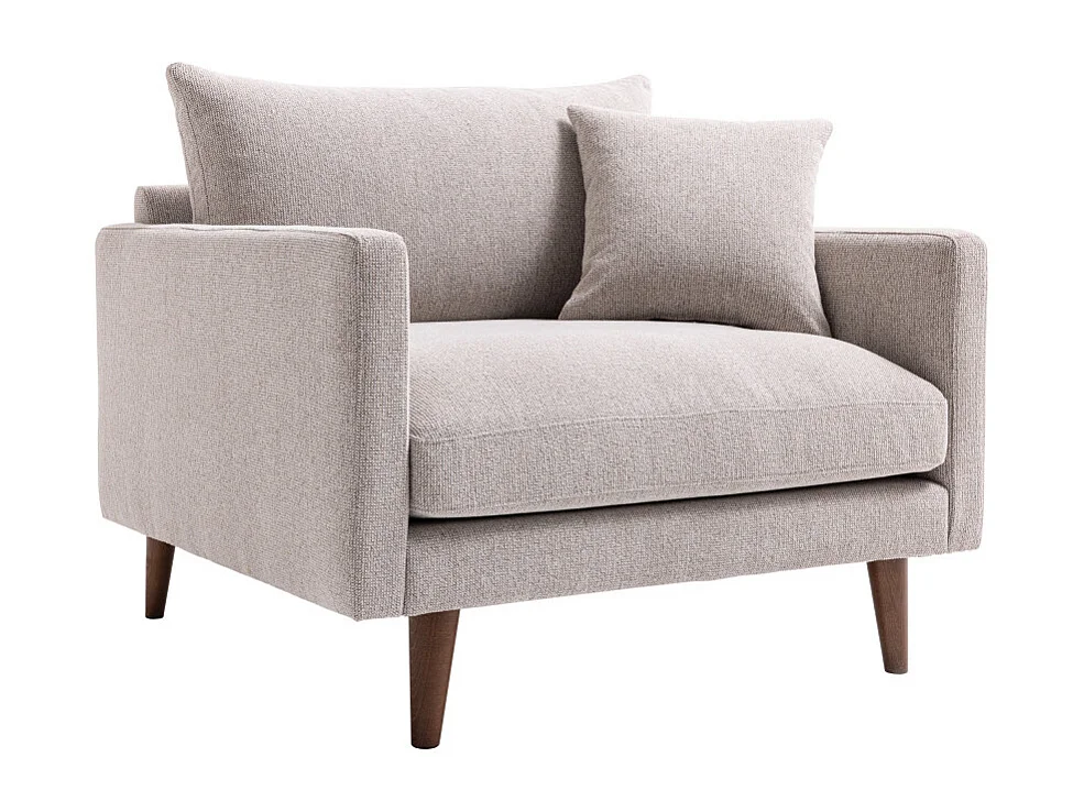 Villabon - Fauteuil XL en tissu pieds bois foncé - Naturel chiné