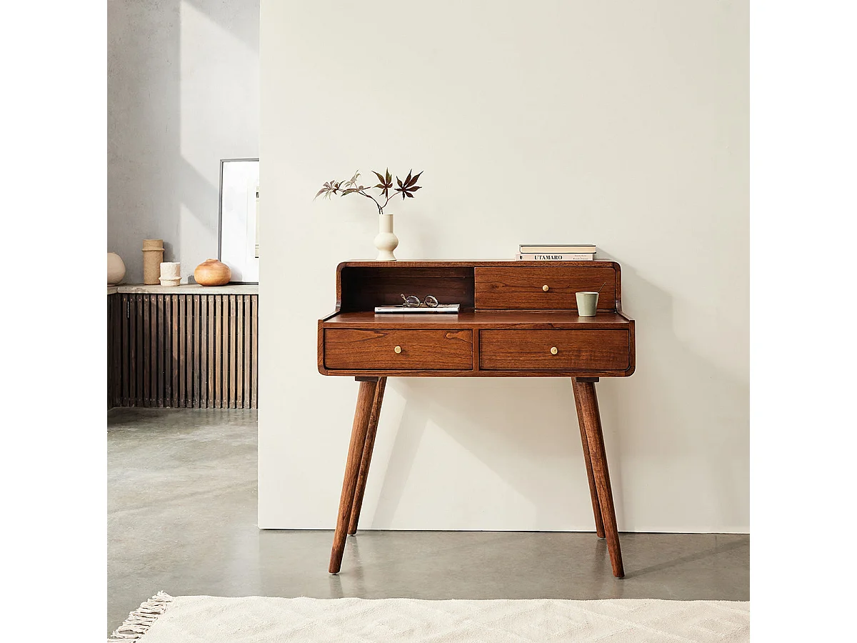 Toeletta in mindi massello finitura noce 90 cm