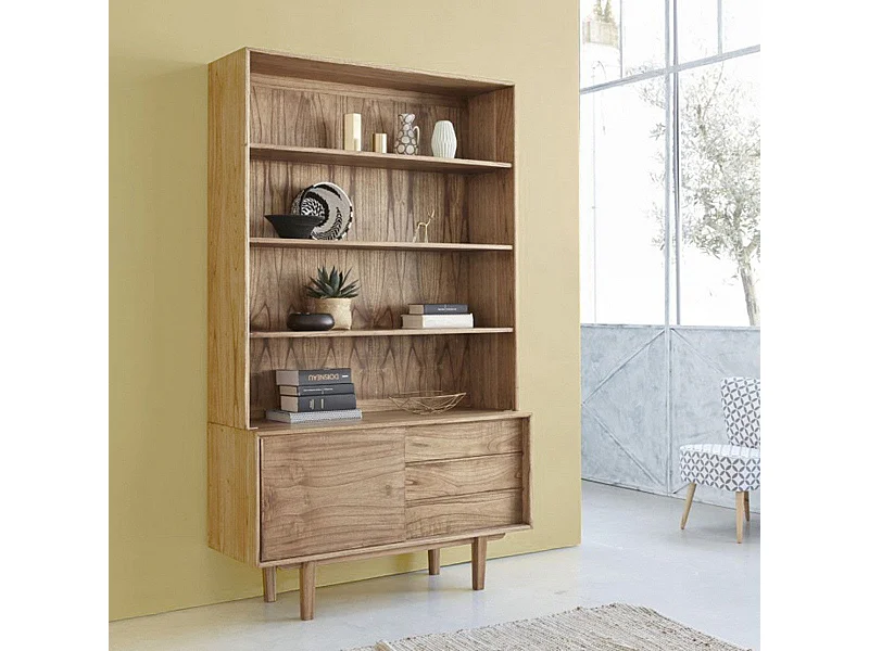 Librería de mindi macizo 120 cm