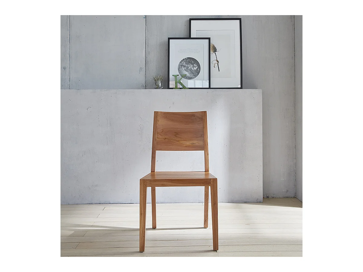 Chaise en bois de teck massif naturel