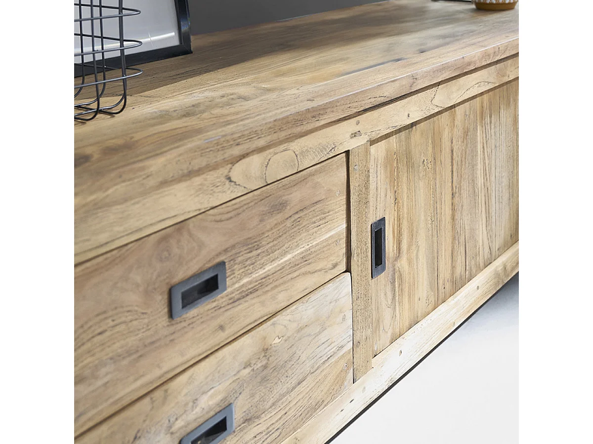 Mueble TV de madera de teca reciclada maciza 180 cm