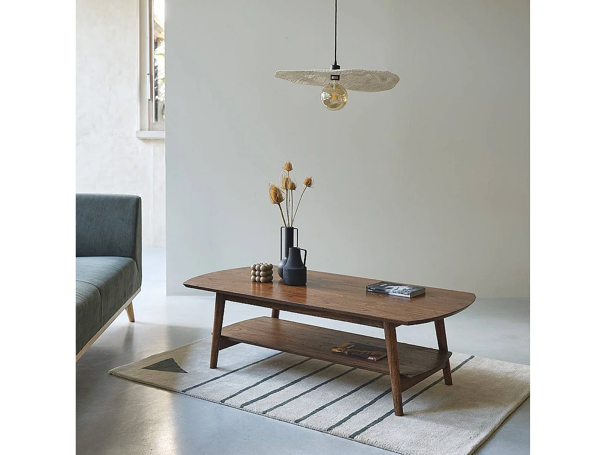 Tavolino in mindi massello finitura in noce