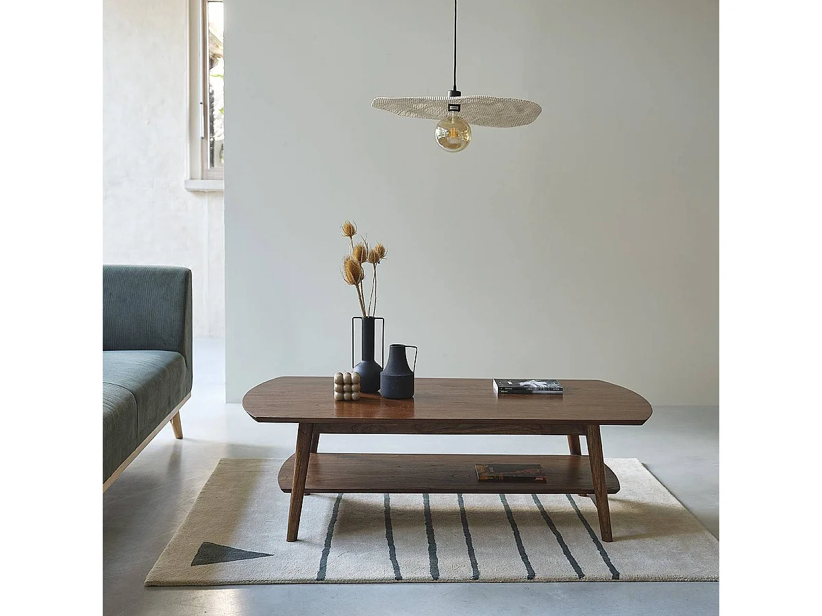 Tavolino in mindi massello finitura in noce