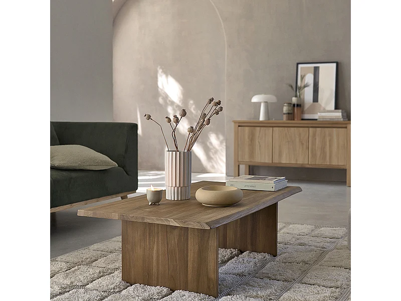 Mesa de centro de madera de teca maciza