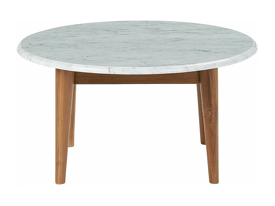 Mesa de centro redonda de madera de teca maciza y metal