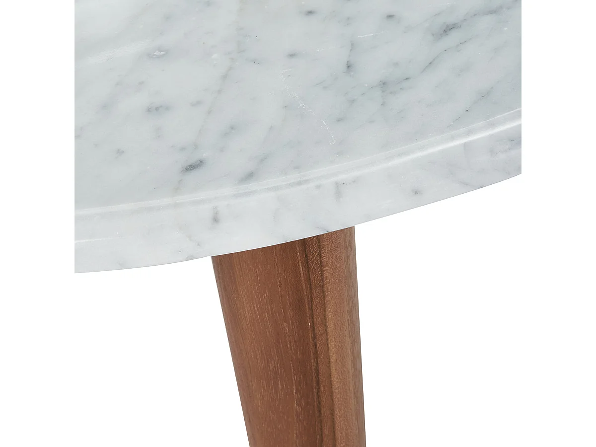 Mesa de centro redonda de madera de teca maciza y metal